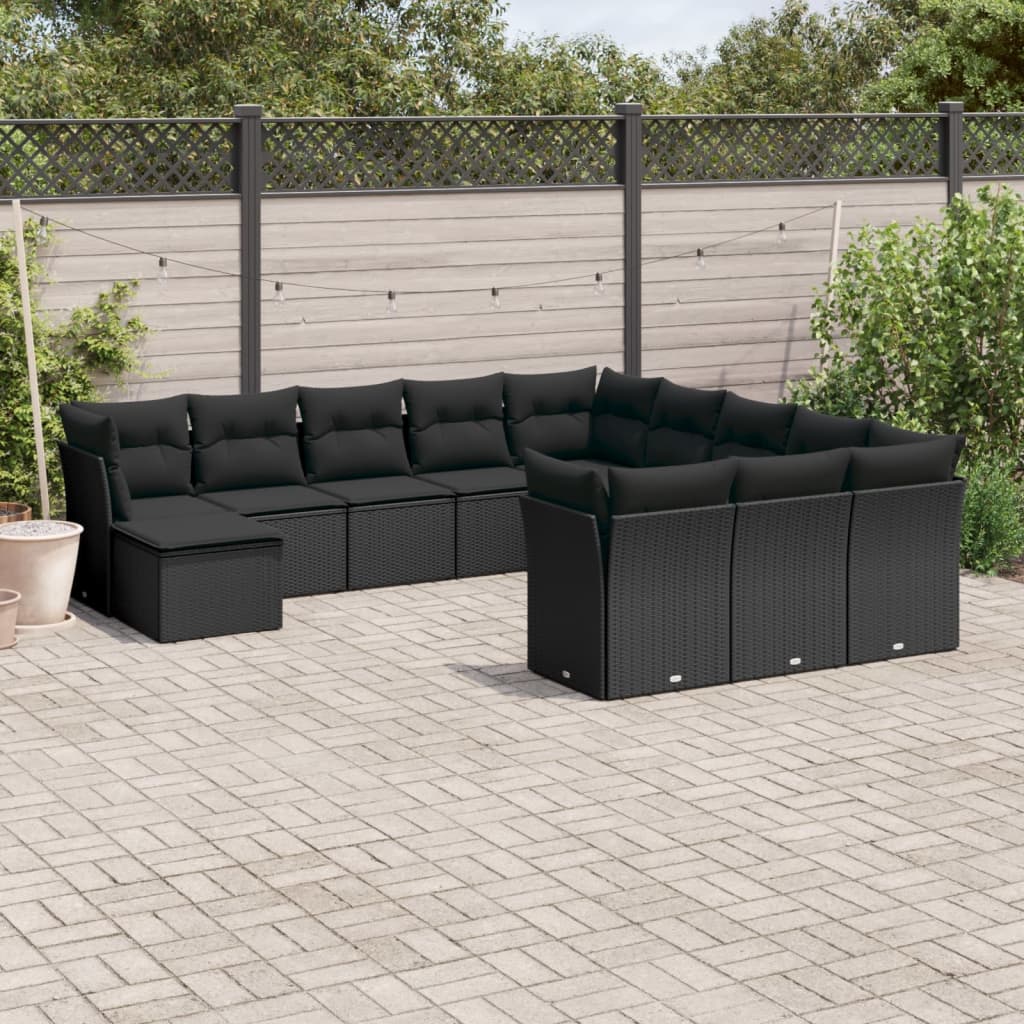 12-delige Loungeset met kussens poly rattan