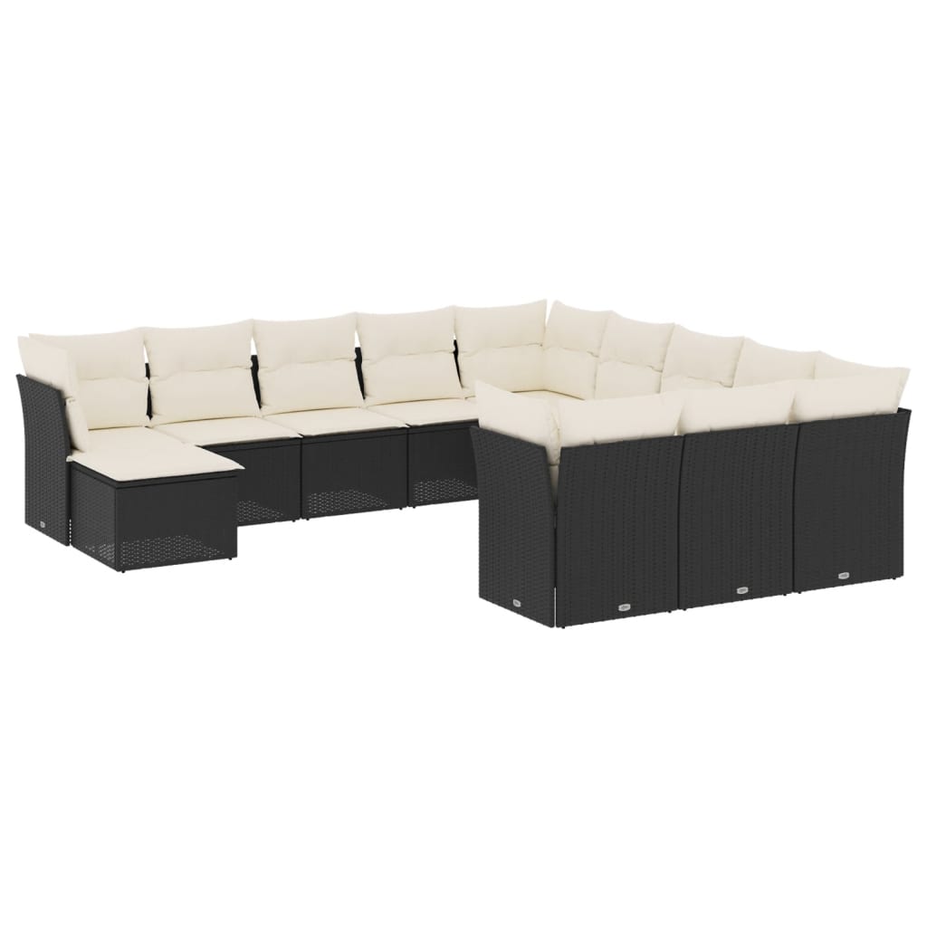 12-delige Loungeset met kussens poly rattan