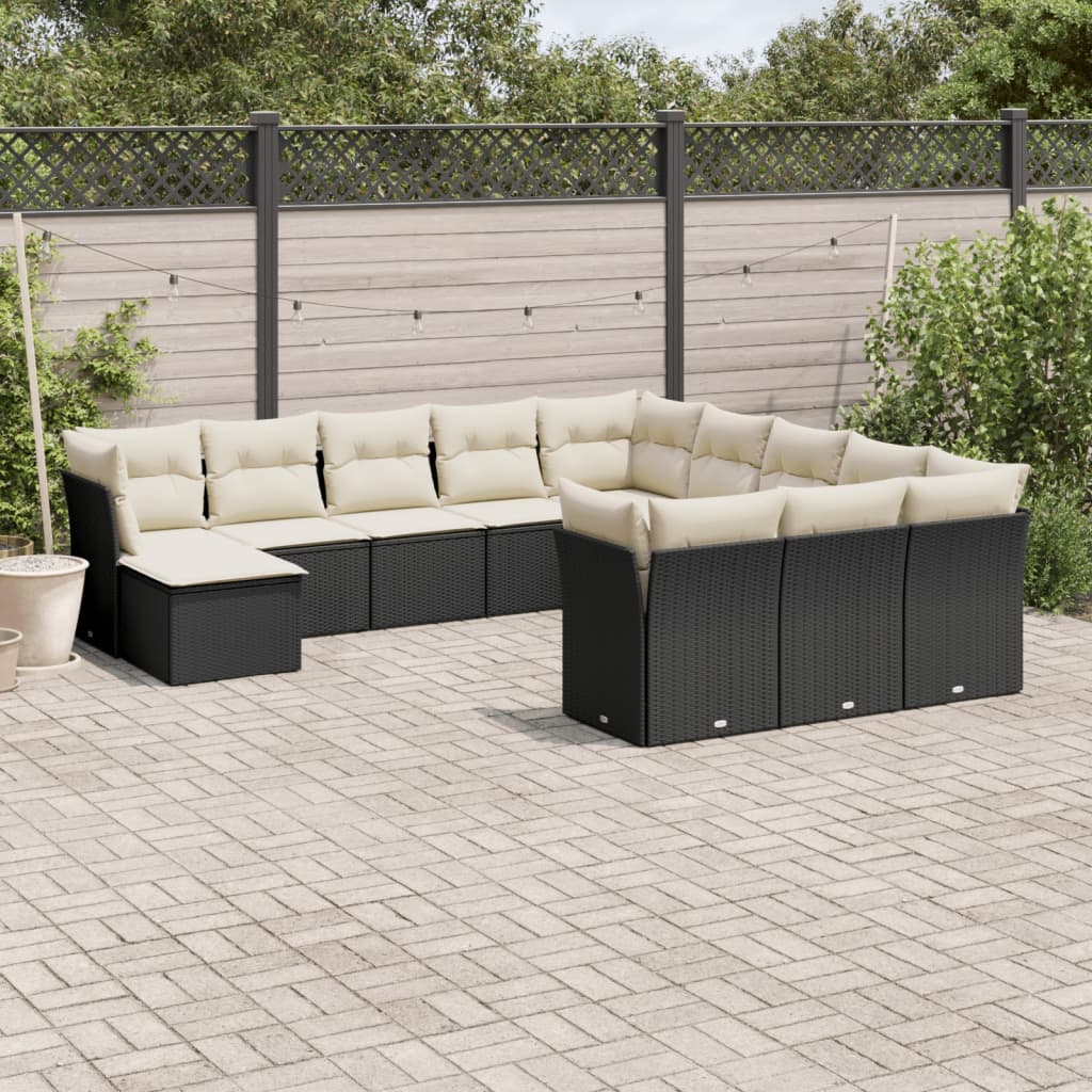 12-delige Loungeset met kussens poly rattan