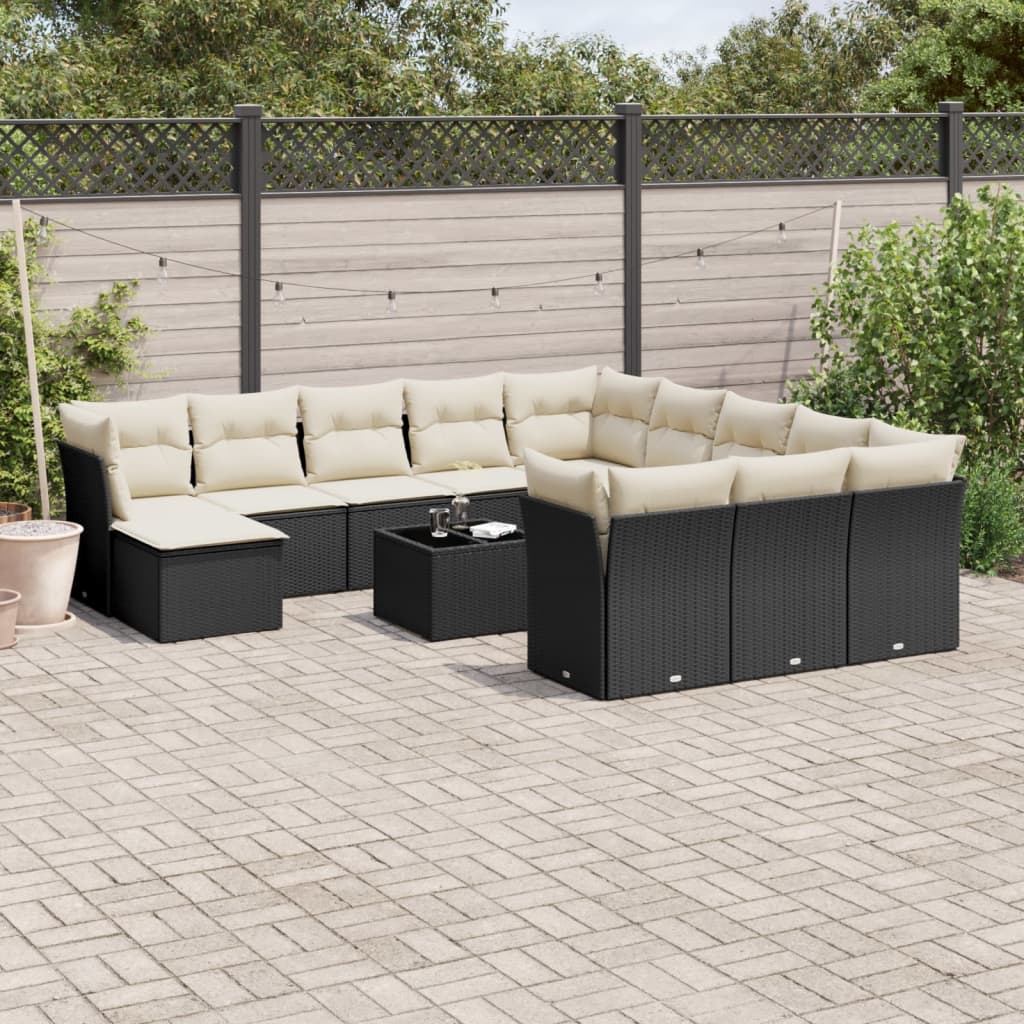 12-delige Loungeset met kussens poly rattan