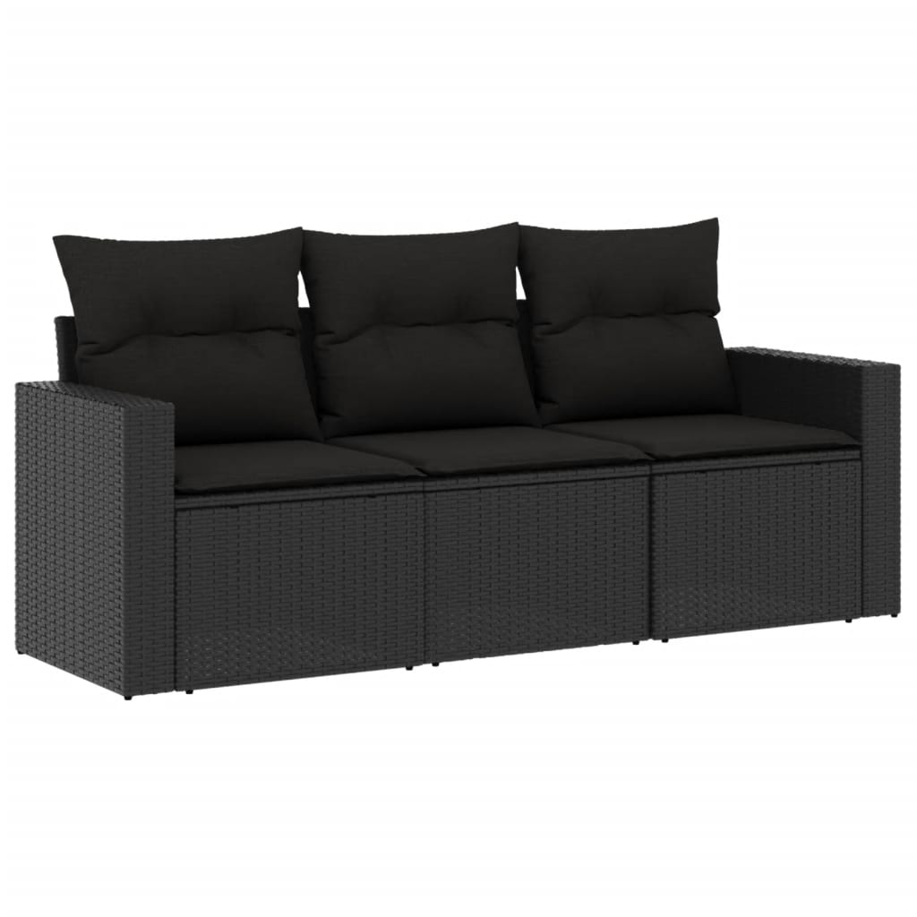 3-delige Loungeset met kussens poly rattan