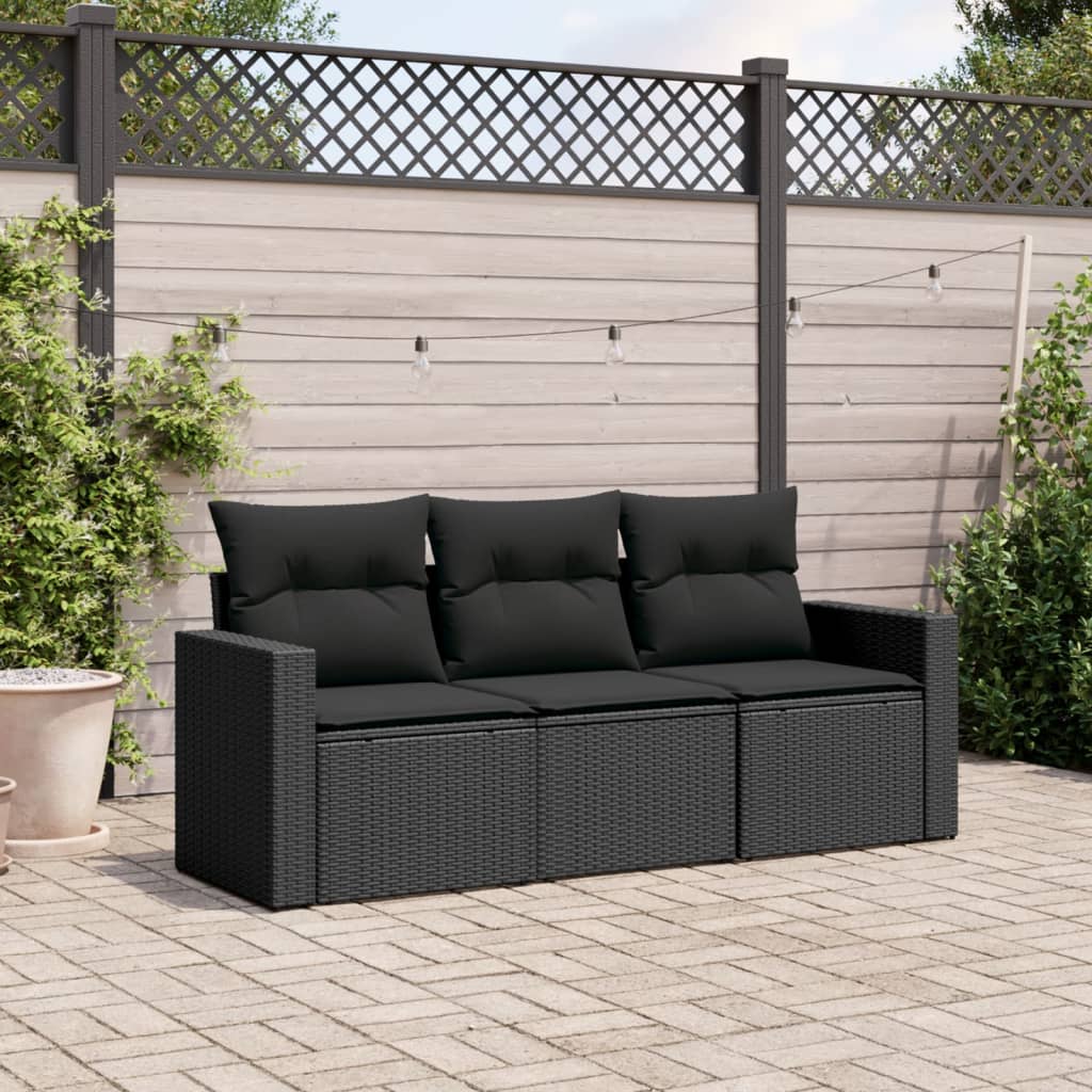 3-delige Loungeset met kussens poly rattan