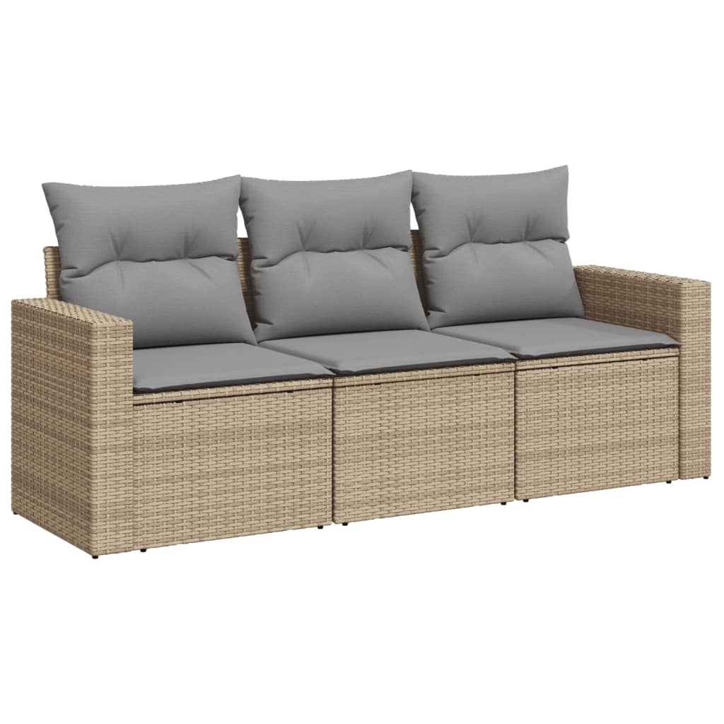 3-delige Loungeset met kussens poly rattan