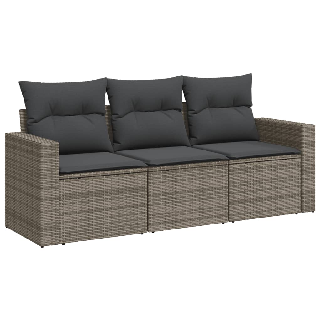 3-delige Loungeset met kussens poly rattan