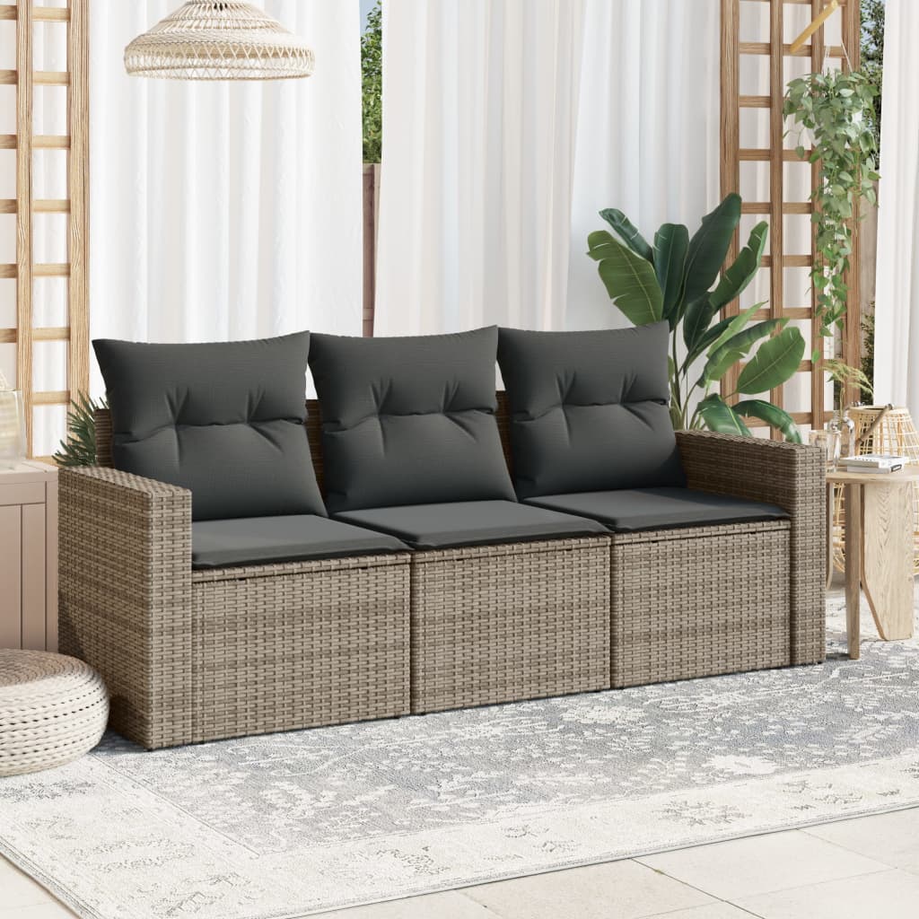 3-delige Loungeset met kussens poly rattan