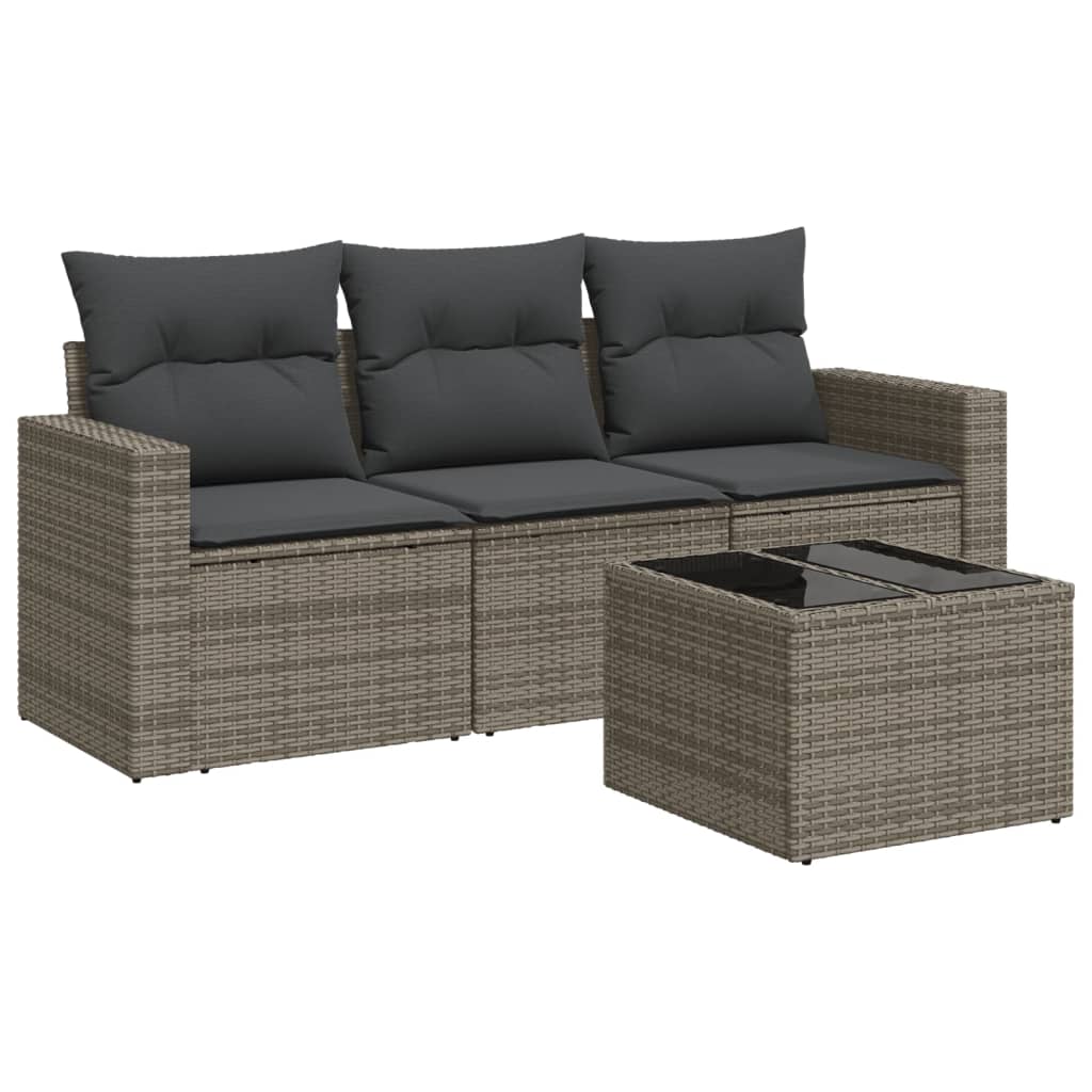 3-delige Loungeset met kussens poly rattan