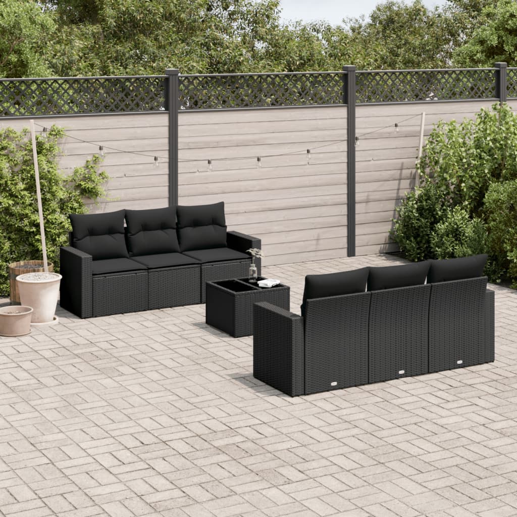 7-delige Loungeset met kussens poly rattan