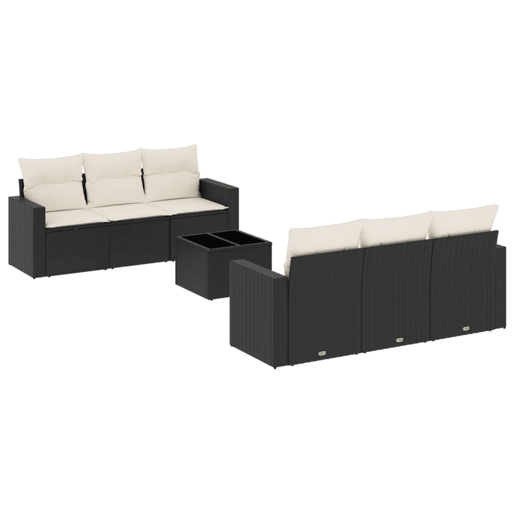 7-delige Loungeset met kussens poly rattan