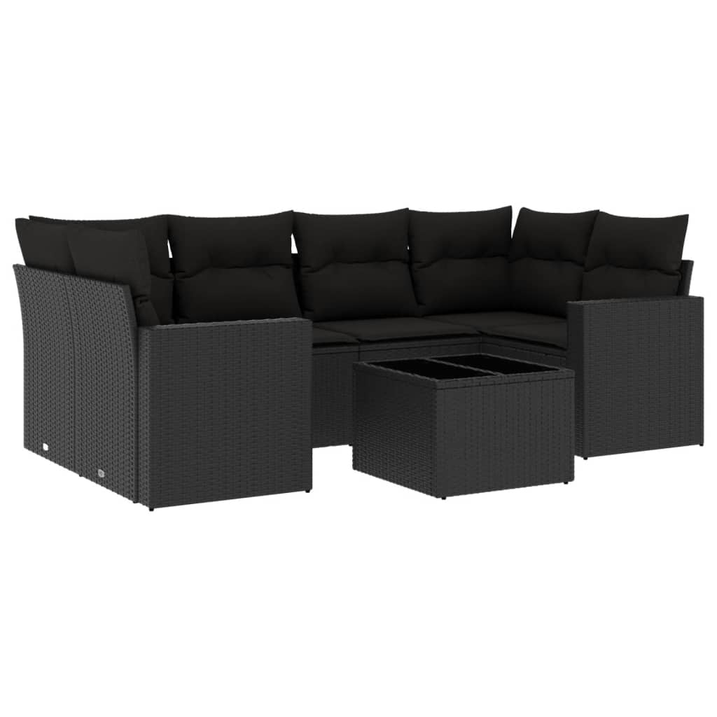 7-delige Loungeset met kussens poly rattan