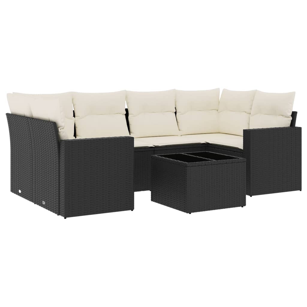 7-delige Loungeset met kussens poly rattan