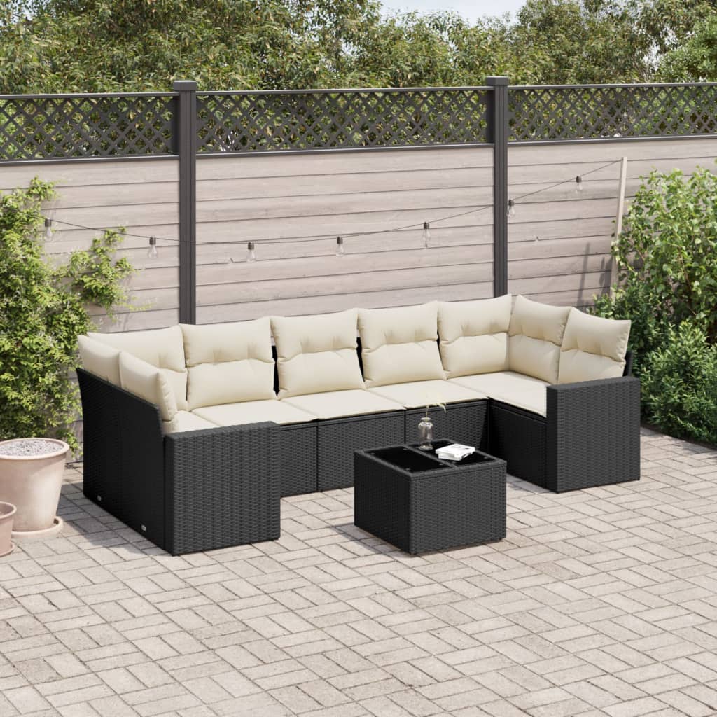 8-delige Loungeset met kussens poly rattan