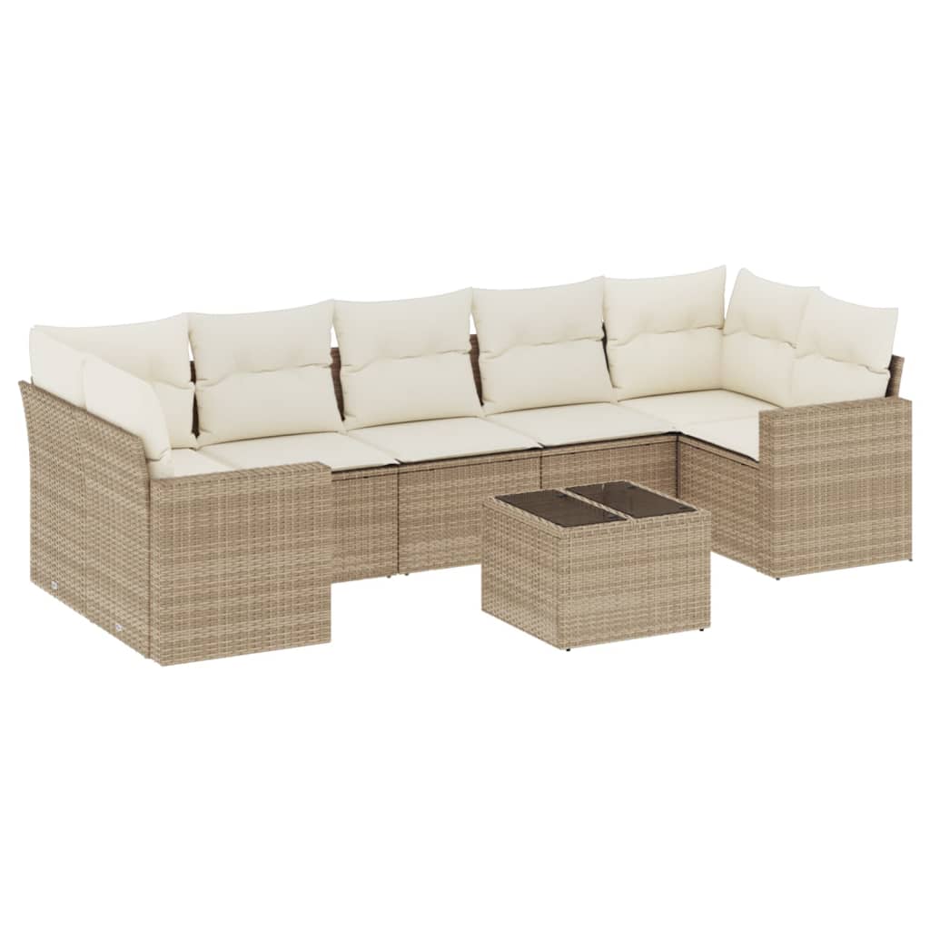 8-delige Loungeset met kussens poly rattan