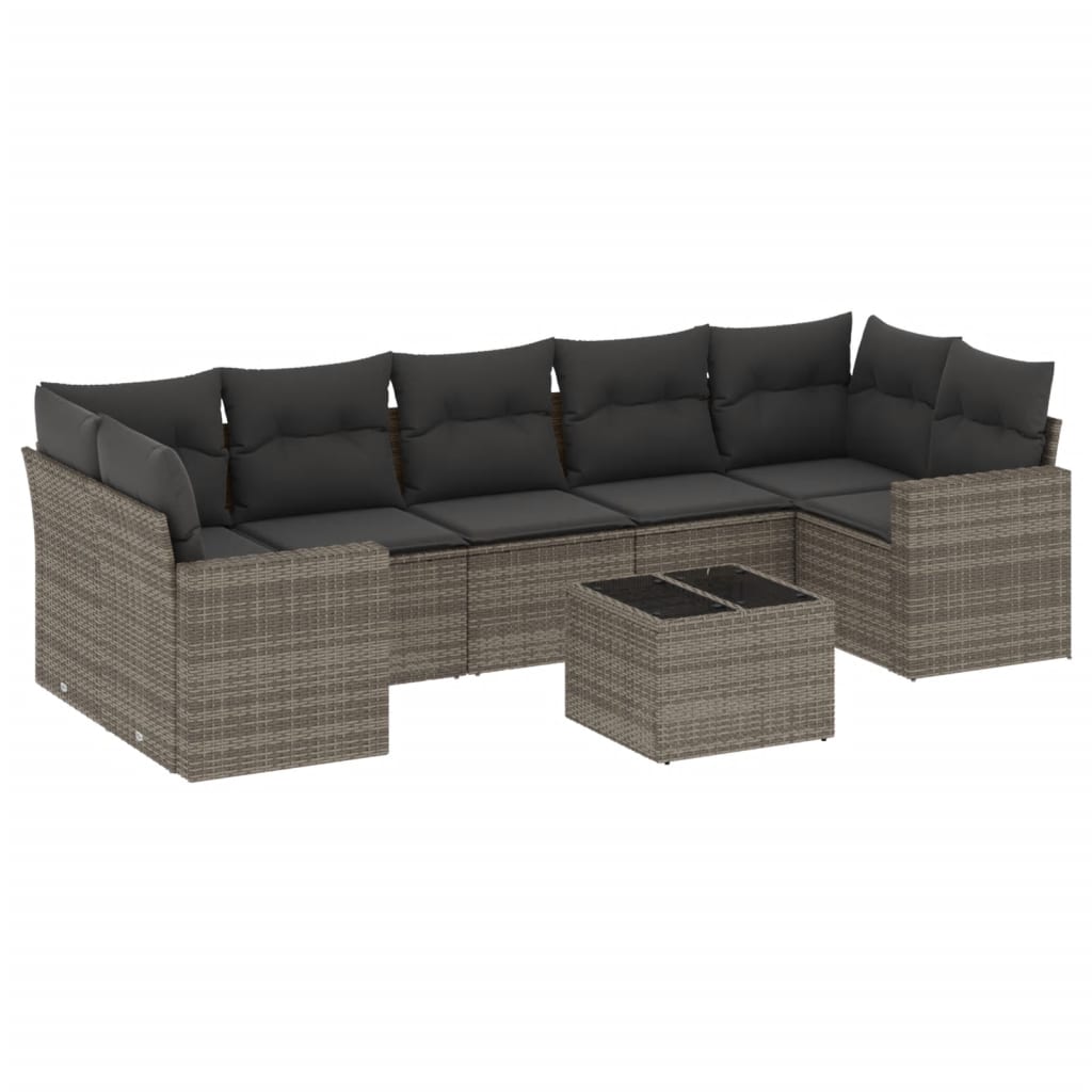 8-delige Loungeset met kussens poly rattan