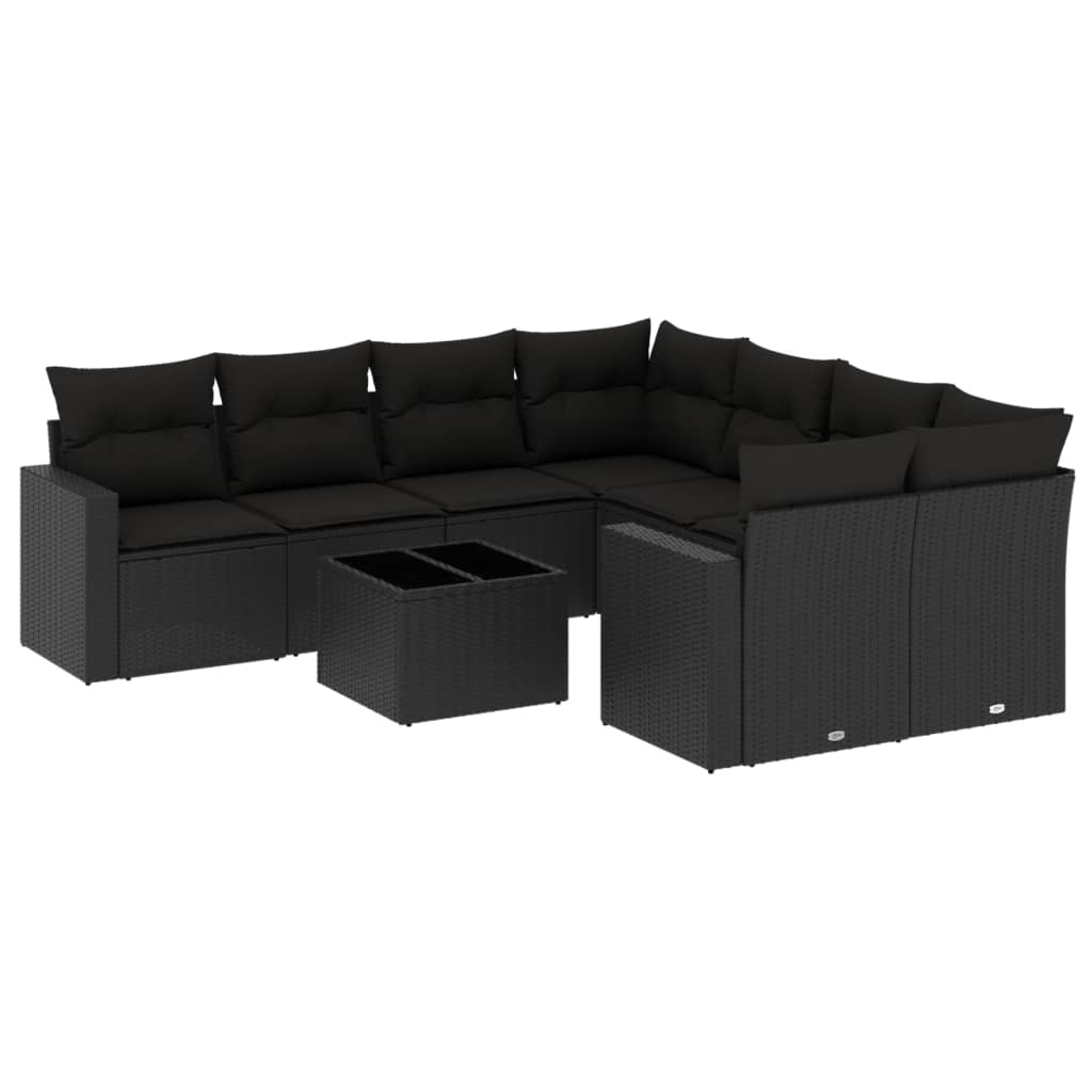 9-delige Loungeset met kussens poly rattan