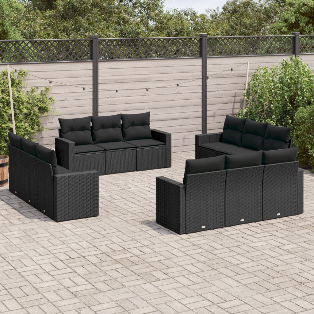 13-delige Loungeset met kussens poly rattan lichtgrijs