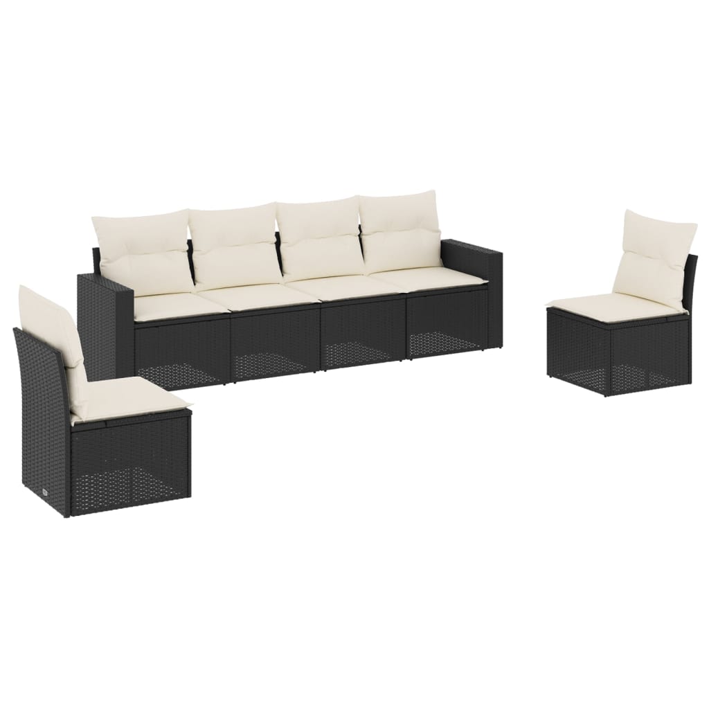 7-delige Loungeset met kussens poly rattan