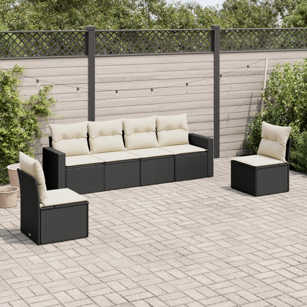 7-delige Loungeset met kussens poly rattan