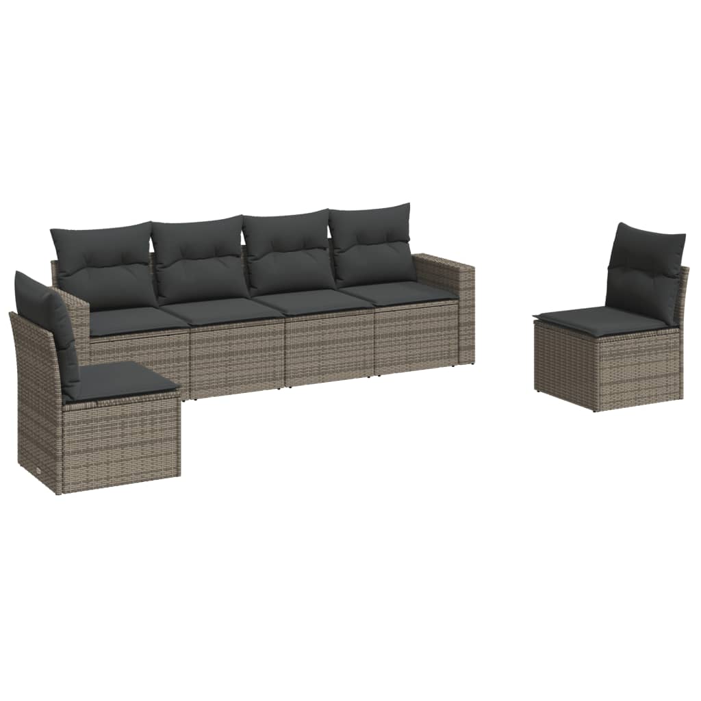 7-delige Loungeset met kussens poly rattan