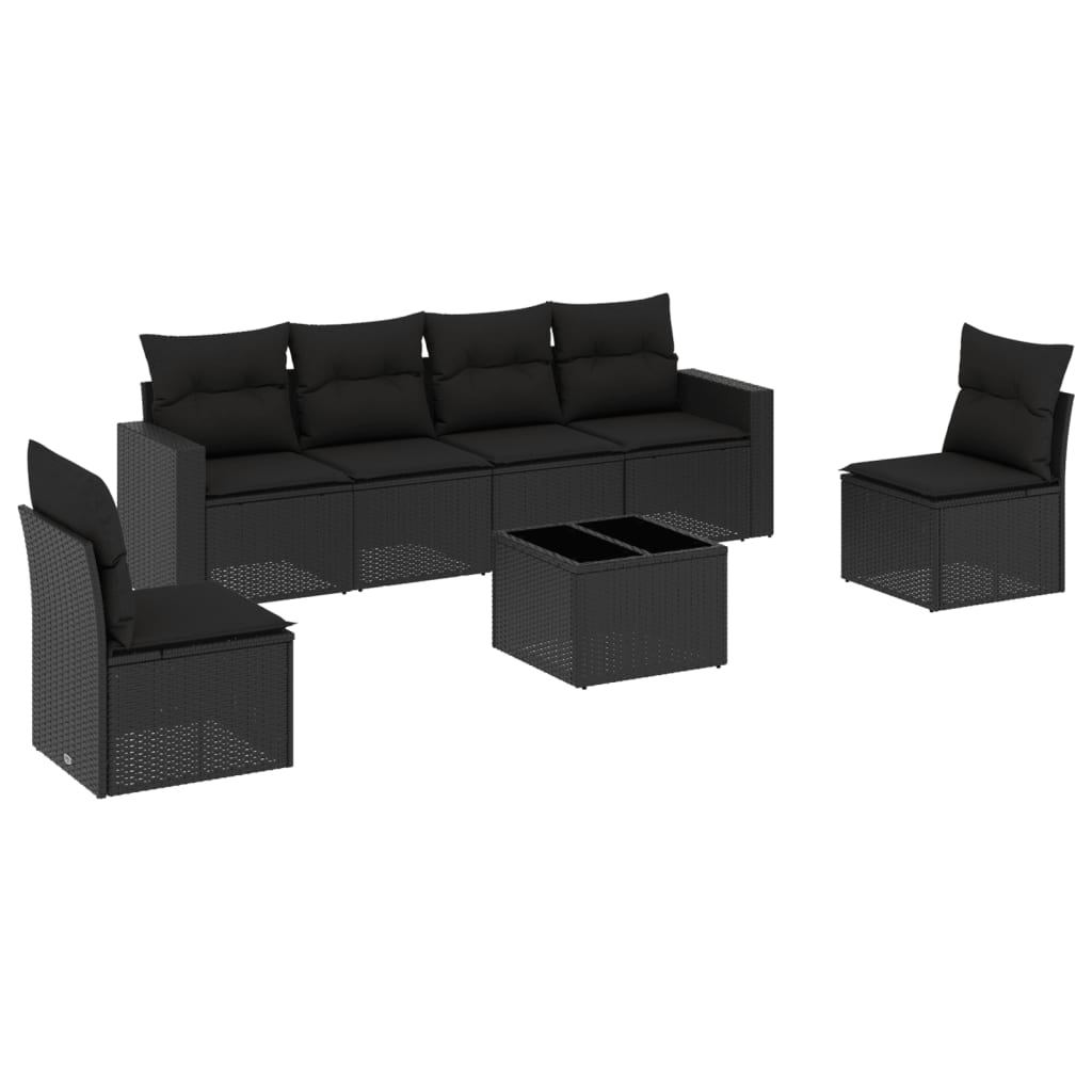 7-delige Loungeset met kussens poly rattan