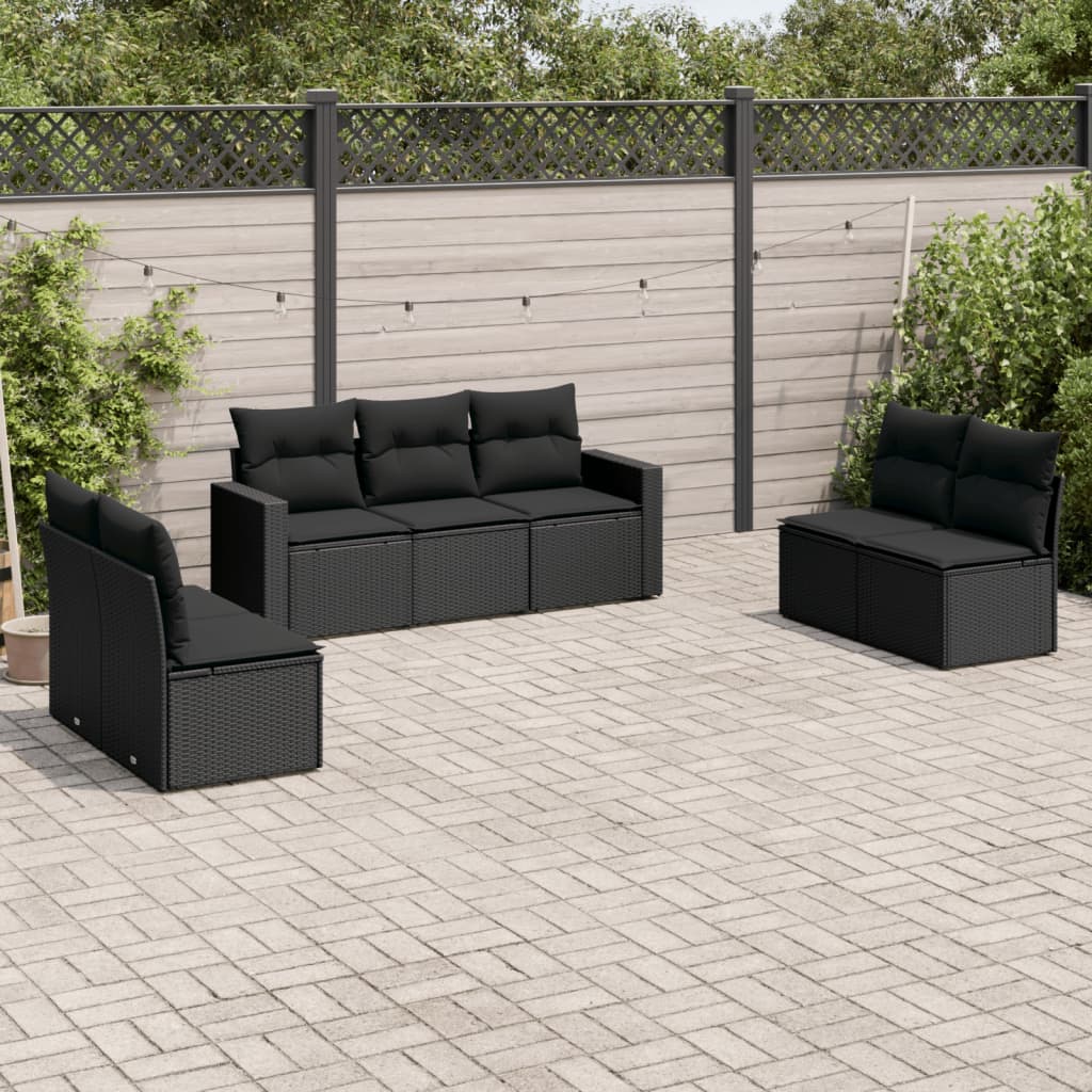 7-delige Loungeset met kussens poly rattan