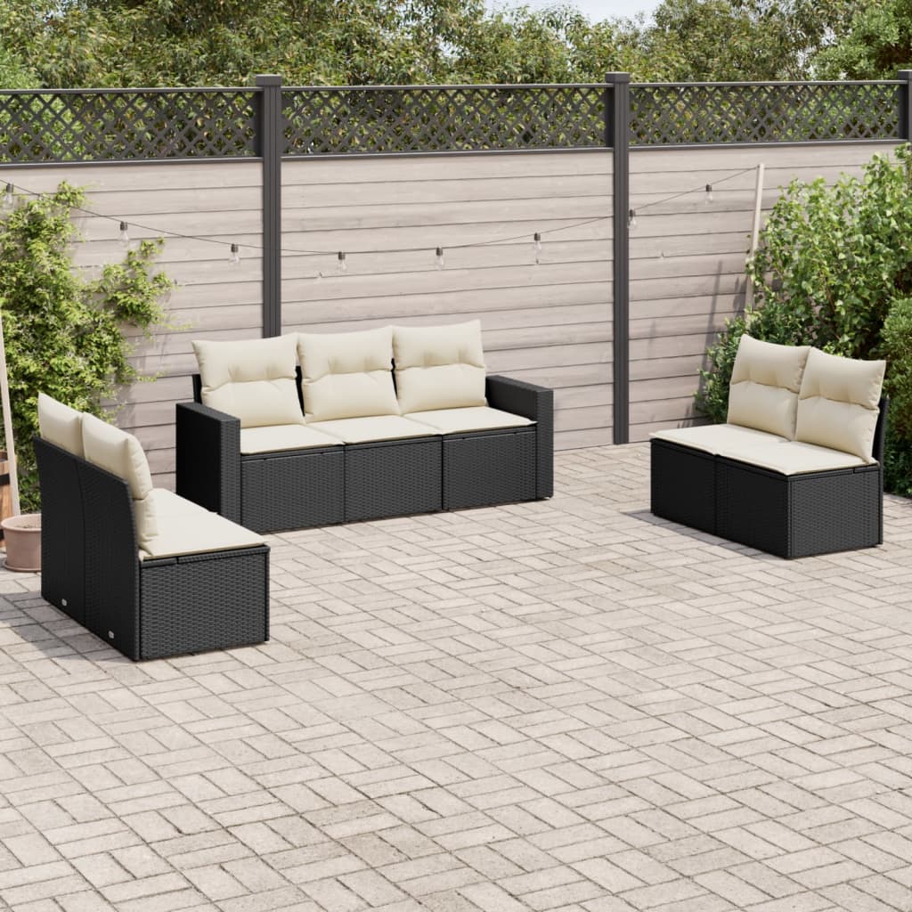 7-delige Loungeset met kussens poly rattan