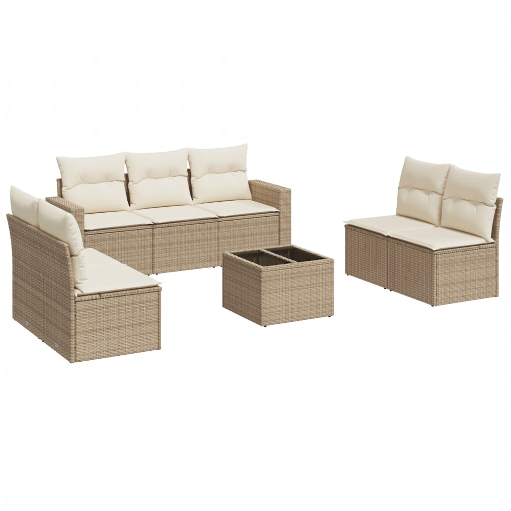 7-delige Loungeset met kussens poly rattan