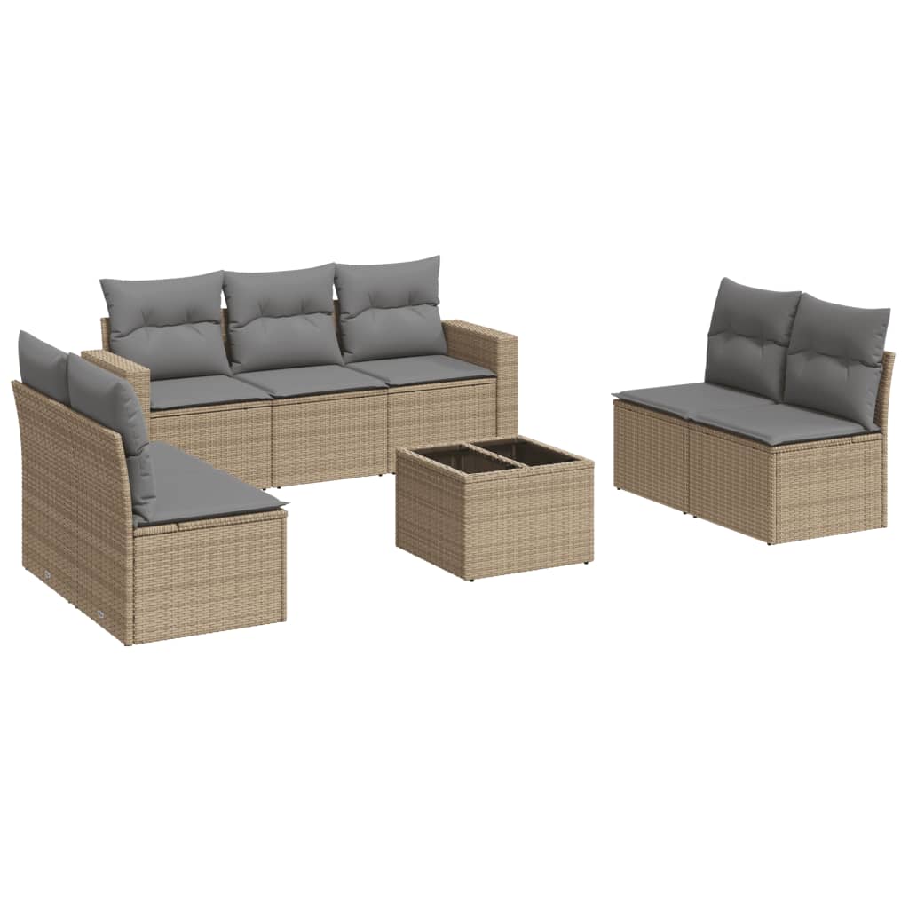 7-delige Loungeset met kussens poly rattan