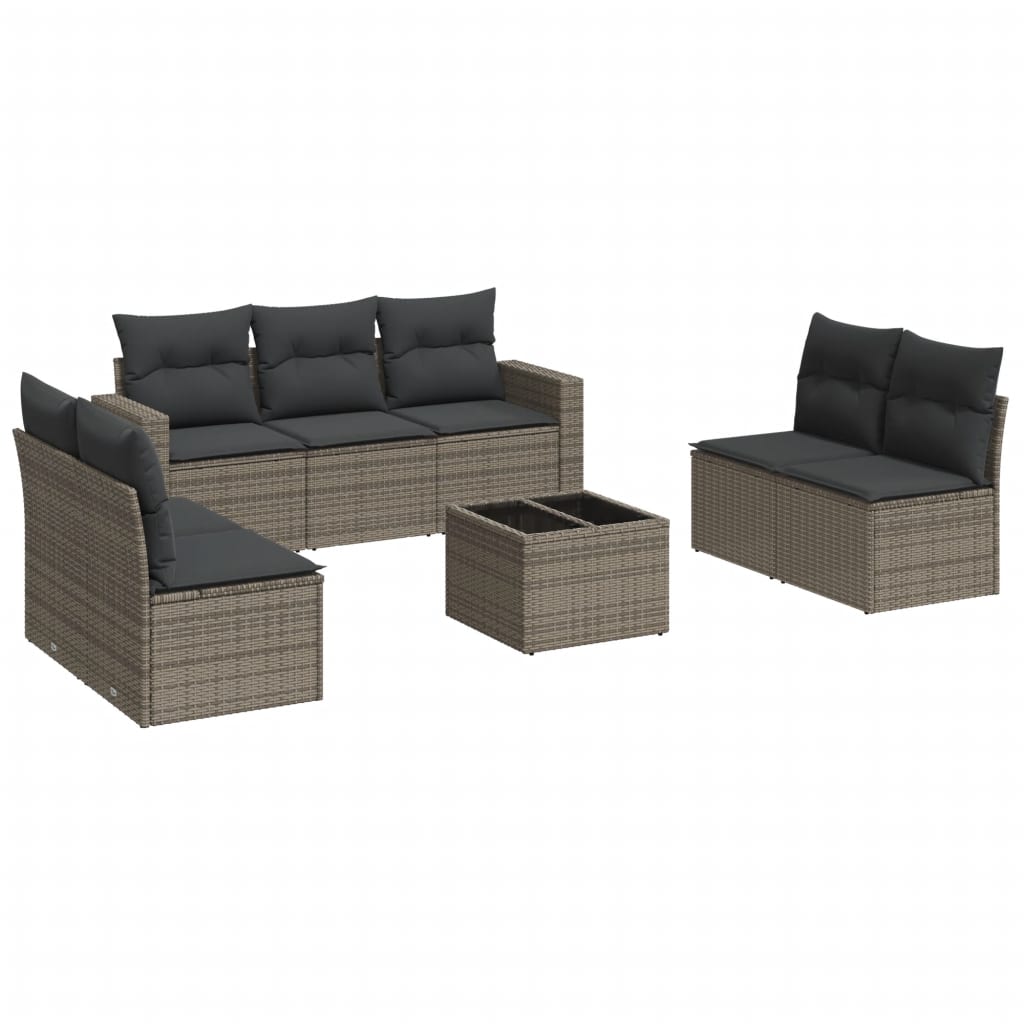 7-delige Loungeset met kussens poly rattan