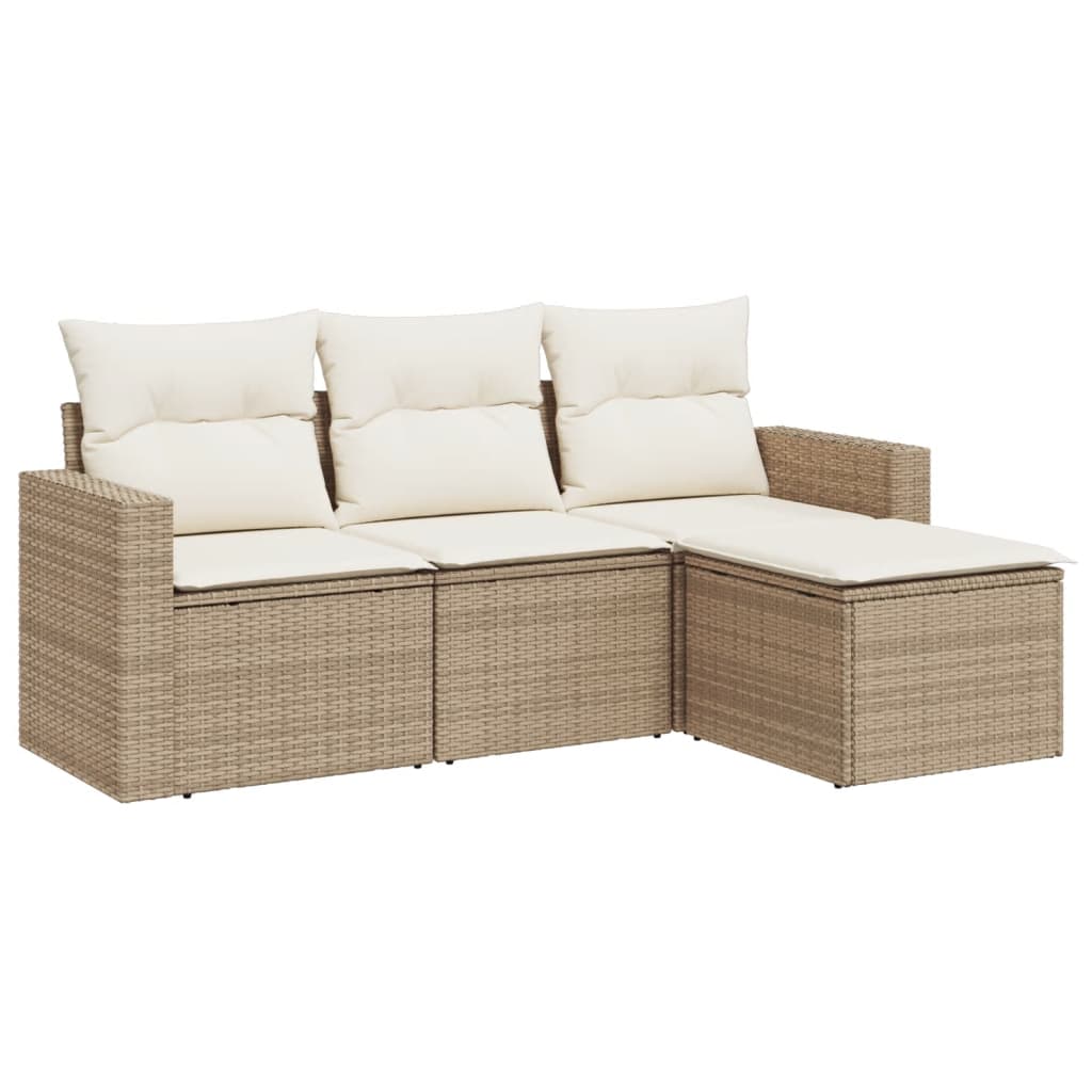 4-delige Loungeset met kussens poly rattan