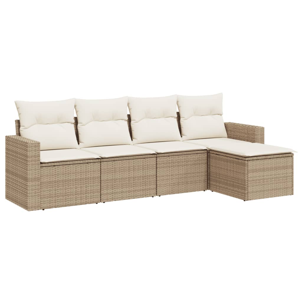 6-delige Loungeset met kussens poly rattan