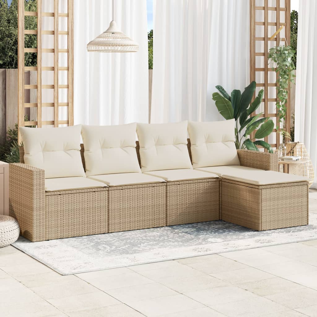 6-delige Loungeset met kussens poly rattan