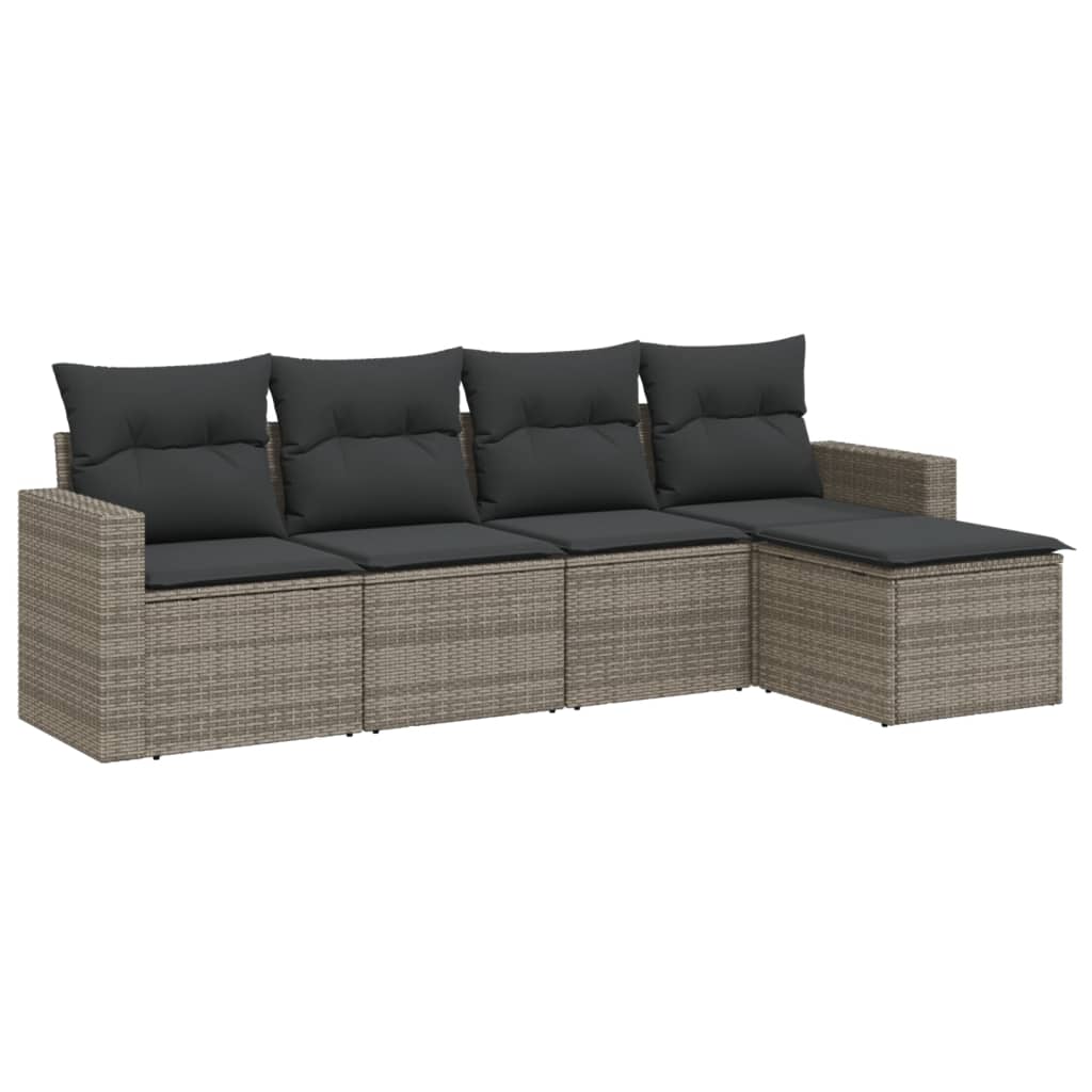 6-delige Loungeset met kussens poly rattan