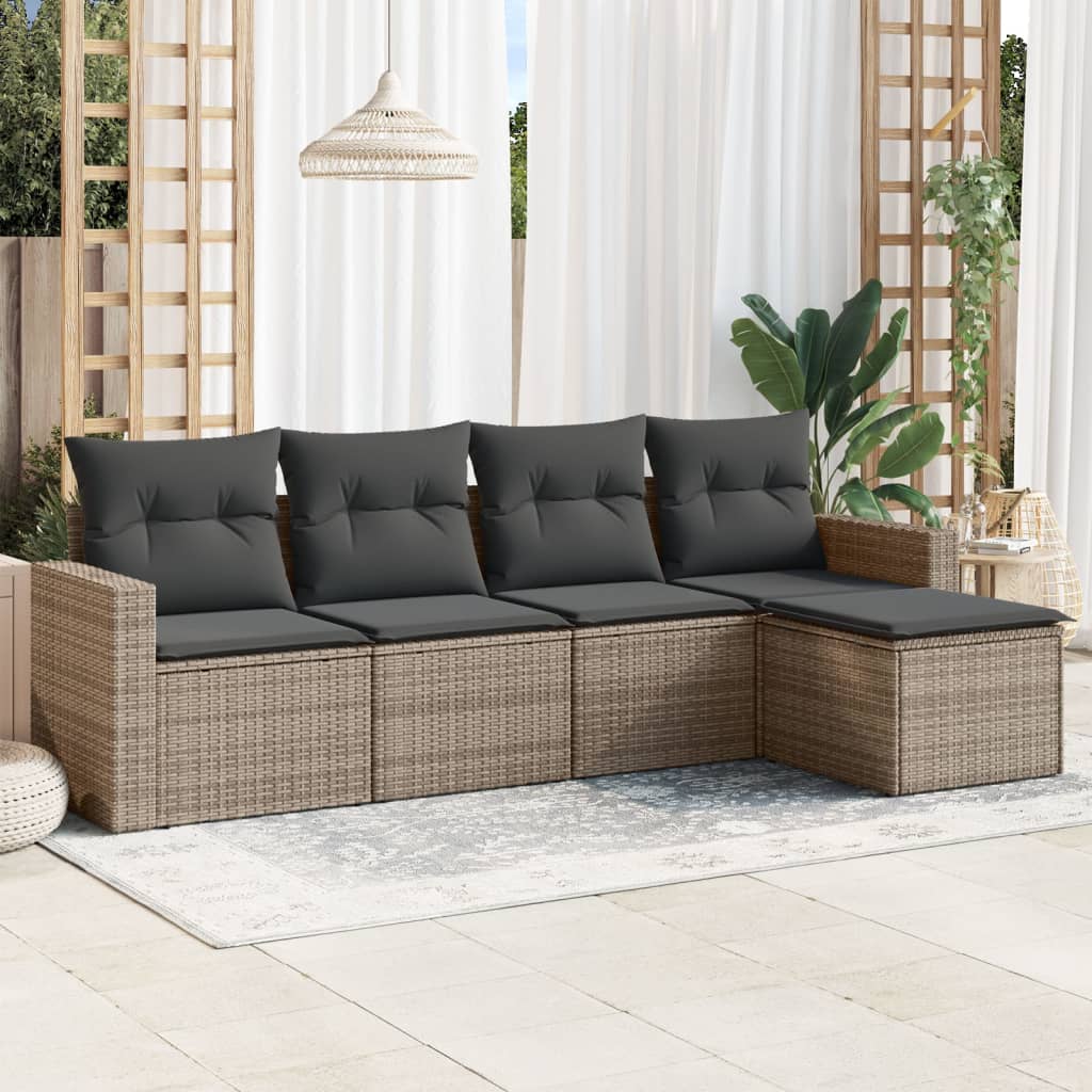 6-delige Loungeset met kussens poly rattan