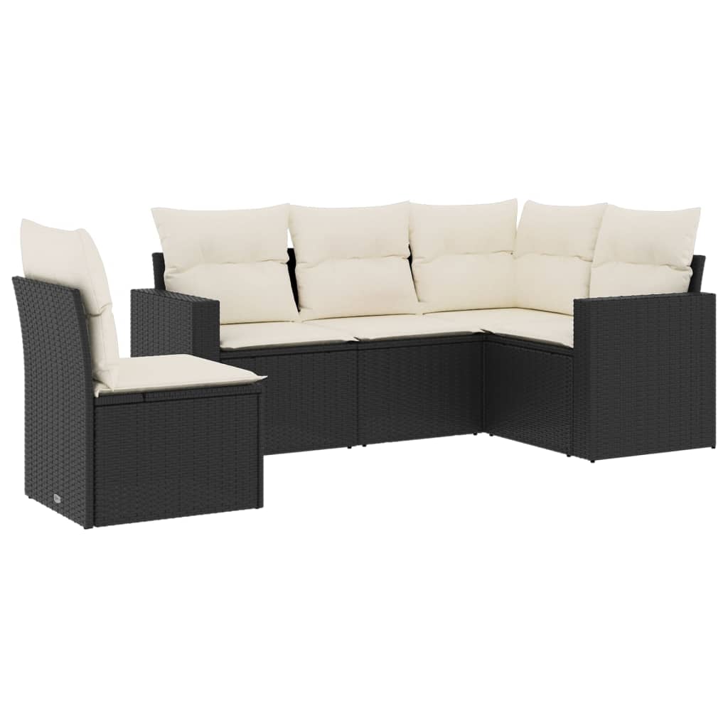 5-delige Loungeset met kussens poly rattan