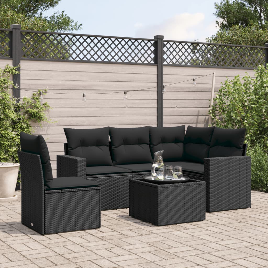 5-delige Loungeset met kussens poly rattan