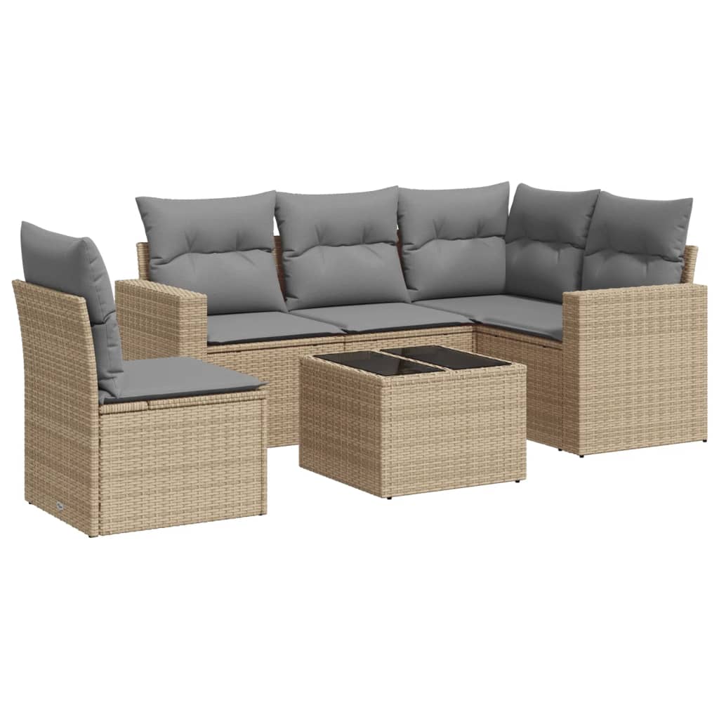 5-delige Loungeset met kussens poly rattan