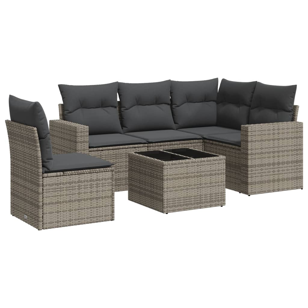 5-delige Loungeset met kussens poly rattan