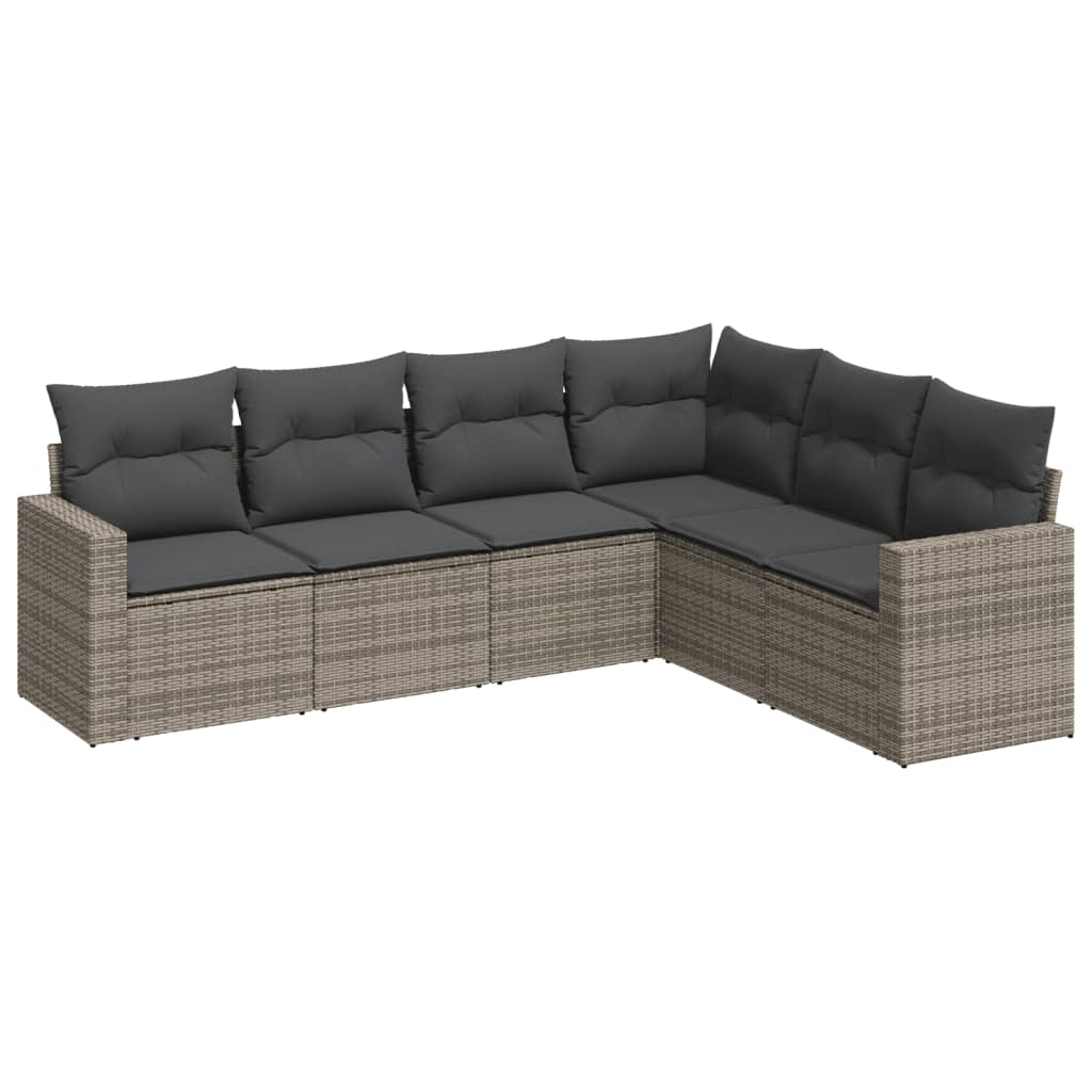 6-delige Loungeset met kussens poly rattan