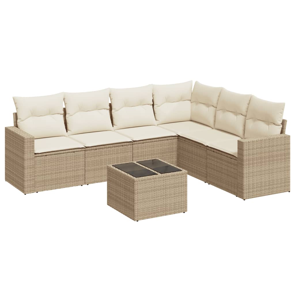 6-delige Loungeset met kussens poly rattan