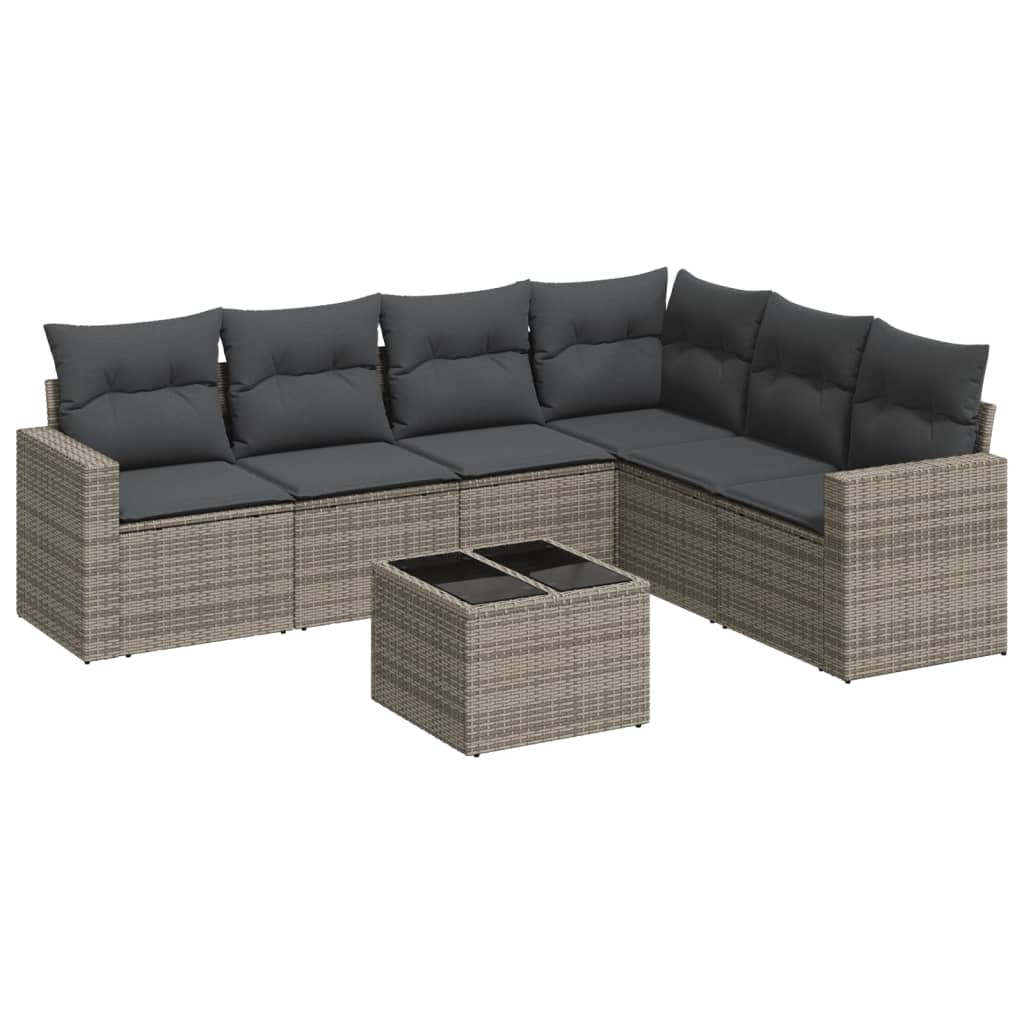 6-delige Loungeset met kussens poly rattan