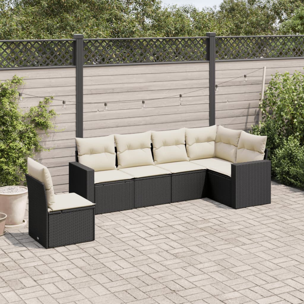 6-delige Loungeset met kussens poly rattan