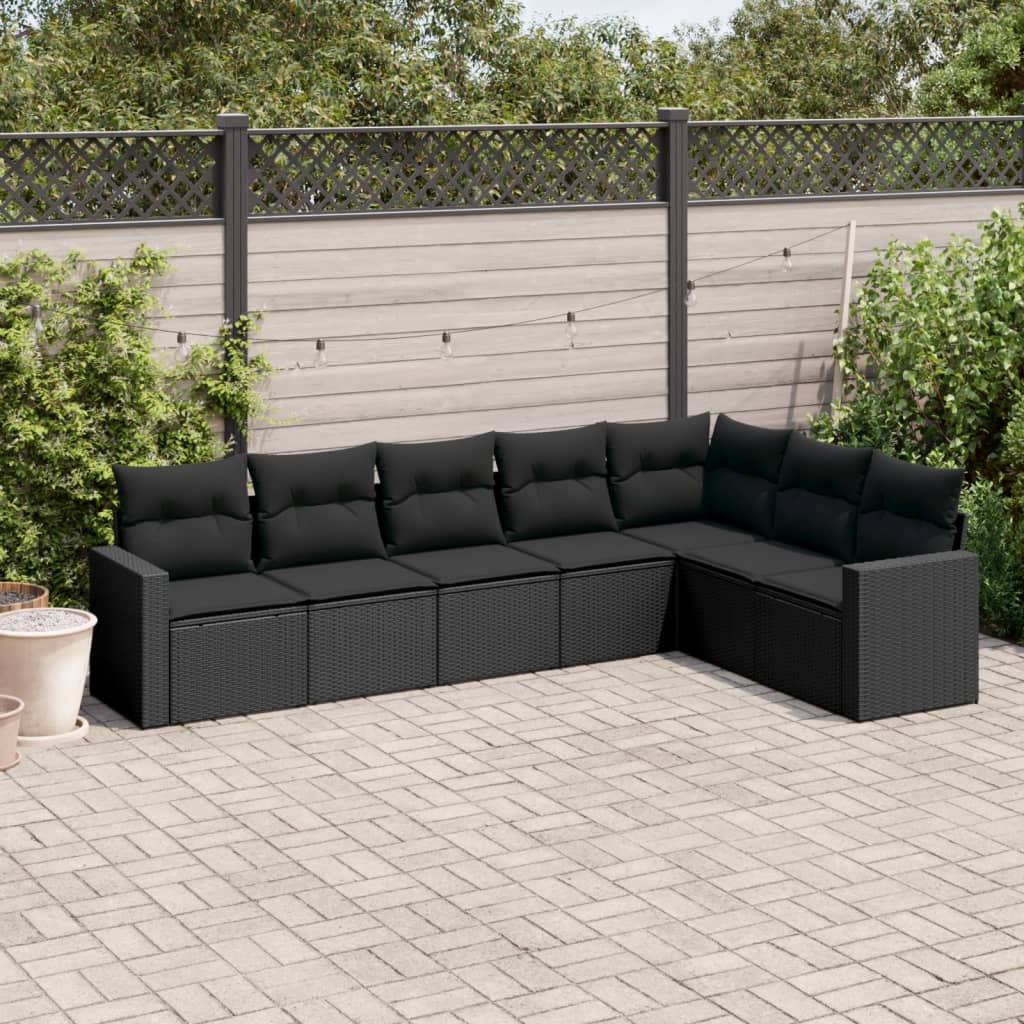 8-delige Loungeset met kussens poly rattan