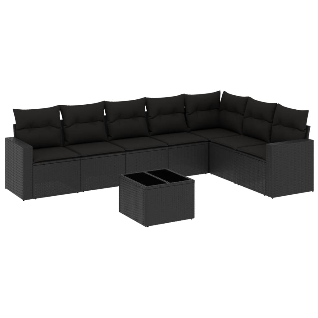 8-delige Loungeset met kussens poly rattan