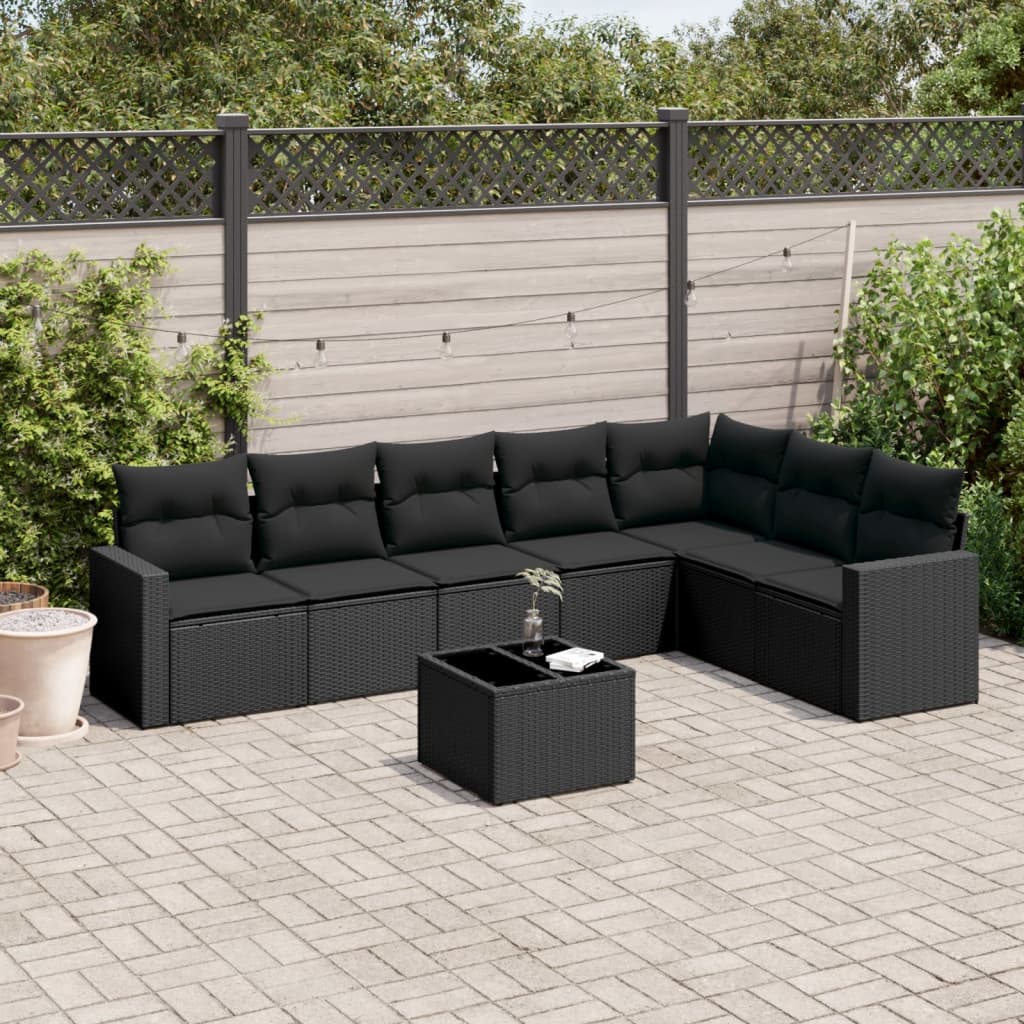 8-delige Loungeset met kussens poly rattan