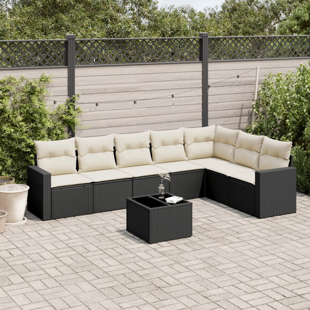 8-delige Loungeset met kussens poly rattan