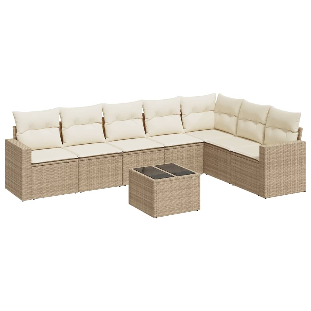 8-delige Loungeset met kussens poly rattan