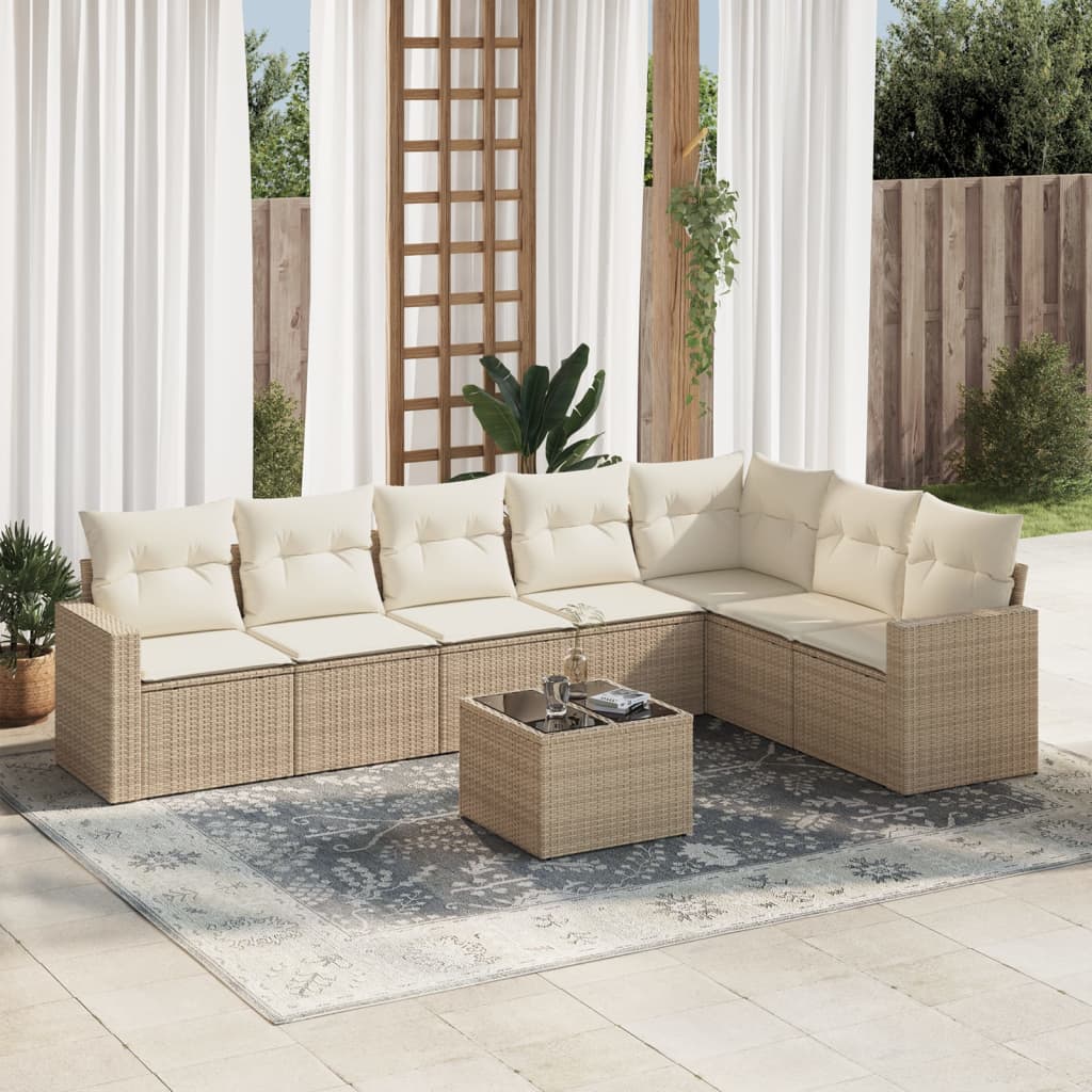 8-delige Loungeset met kussens poly rattan