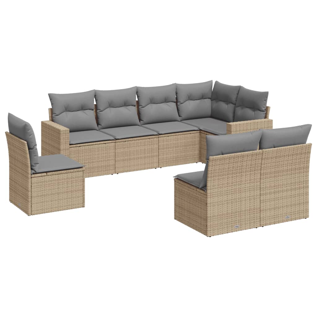 9-delige Loungeset met kussens poly rattan