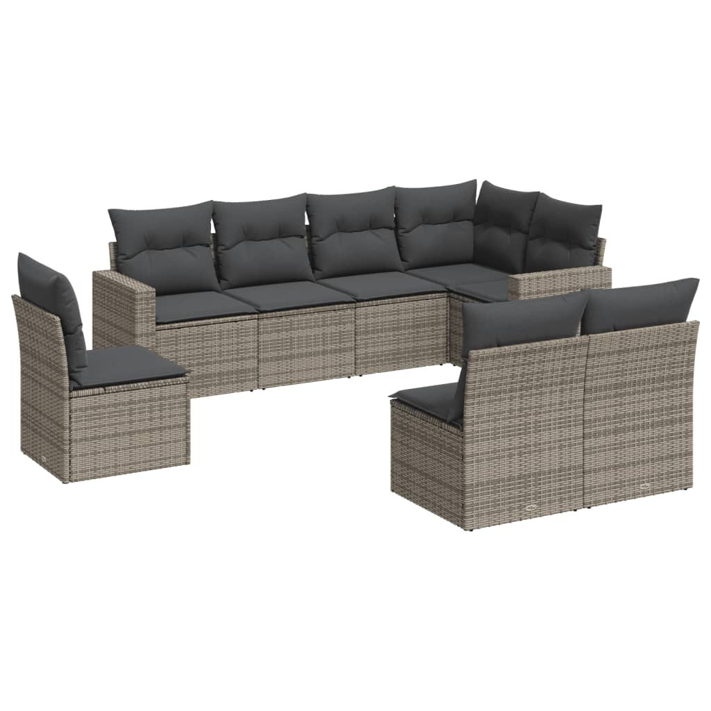 9-delige Loungeset met kussens poly rattan