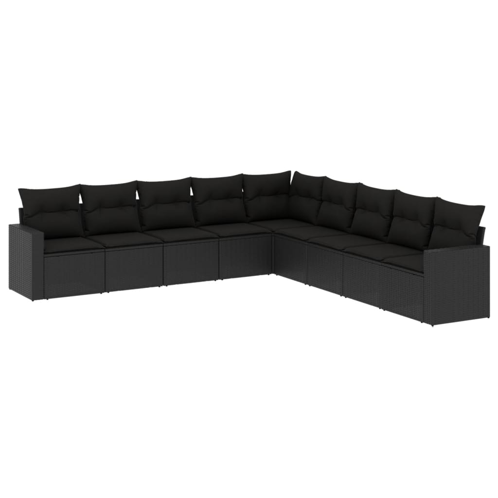 10-delige Loungeset met kussens poly rattan